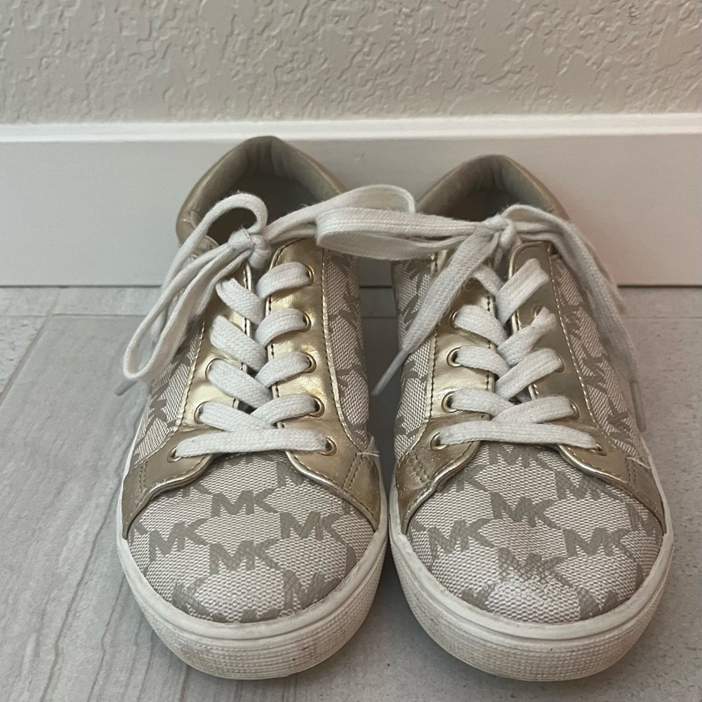 Michael Kors Signature Beige and Gold Sneakers - size 2